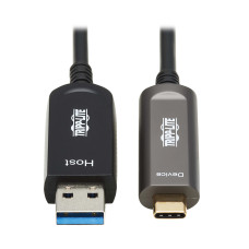 Tripp Lite U428F-20M-D3 USB-A to USB-C AOC Cable (M/M) - USB 3.2 Gen 2 Plenum-Rated Fiber Active Optical - Data Only, Black, 20 m (66 ft.)