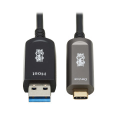 Tripp Lite U428F-10M-D3 USB-A to USB-C AOC Cable (M/M) - USB 3.2 Gen 2 Plenum-Rated Fiber Active Optical - Data Only, Black, 10 m (33 ft.)