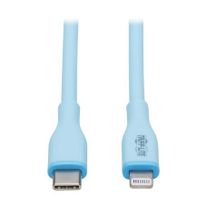 Tripp Lite M102AB-006-S-LB Safe-IT USB-C to Lightning Sync/Charge Antibacterial Cable, Ultra Flexible, MFi Certified - USB 2.0 (M/M), Light Blue, 6 ft. (1.83 m)