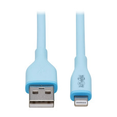 Tripp Lite M100AB-006-S-LB Safe-IT USB-A to Lightning Sync/Charge Antibacterial Cable (M/M), Ultra Flexible, MFi Certified, Light Blue, 6 ft. (1.83 m)