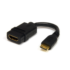 StarTech.com 5in Mini HDMI to HDMI Adapter - 4K High Speed HDMI Adapter - 4K 30Hz Ultra HD High Speed HDMI Adapter - HDMI 1.4 - Gold Plated Connectors - UHD Mini HDMI Adapter 4K - Black