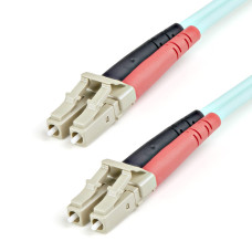 StarTech.com Fiber Optic Cable - 10 Gb Aqua - Multimode Duplex 50/125 - LSZH - LC/LC - 1 m~1m (3ft) LC/UPC to LC/UPC OM3 Multimode Fiber Optic Cable, Full Duplex 50/125µm Zipcord Fiber, 100G Networks, LOMMF/VCSEL, <0.3dB Low Insertion Loss, LSZH Fiber Pat