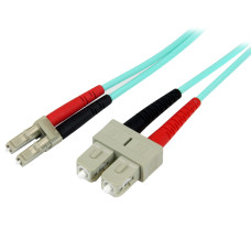 StarTech.com 1m (3ft) LC/UPC to SC/UPC OM3 Multimode Fiber Optic Cable, Full Duplex 50/125µm Zipcord Fiber, 100G Networks, LOMMF/VCSEL, <0.3dB Low Insertion Loss, LSZH Fiber Patch Cord