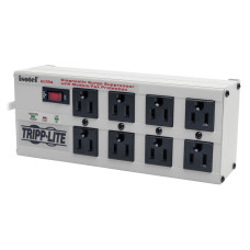 Tripp Lite Isobar 8-Outlet Surge Protector, 12 ft. Cord with Right-Angle Plug, 3840 Joules, Diagnostic LEDs, Tel/Fax/Modem, Metal