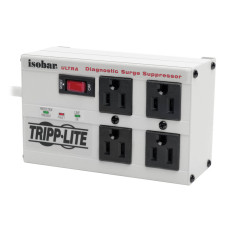 Tripp Lite Isobar 4-Outlet Surge Protector, 6 ft. Cord with Right-Angle Plug, 3330 Joules, Diagnostic LEDs, Metal Housing