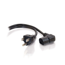 C2G 10ft Universal Right Angle 18 AWG Power Cord (IEC320C13 R/A -> NEMA 5-15P) Black 3 m