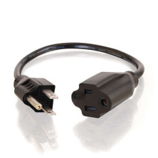 C2G 6ft Outlet Saver 18 AWG Power Extension Cord Black 1.82 m NEMA 5-15P