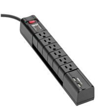 Tripp Lite TLP608RUSBB surge protector Black 6 AC outlet(s) 2.44 m