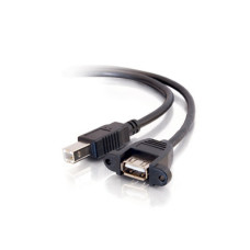C2G 3ft USB 2.0 A Female to B Male Panel Mount Cable USB cable 0.9 m USB A USB B Black