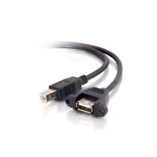 C2G 1ft USB 2.0 A Female to B Male Panel Mount Cable USB cable 0.3 m USB A USB B Black