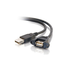 C2G 1ft USB 2.0 A Male to A Female Panel Mount Cable USB cable 0.3 m USB A Black
