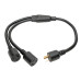 Tripp Lite 1ft L6-20P - 2 X L6-20R Black 0.3 m