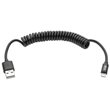 Tripp Lite M100-004COIL-BK USB-A to Lightning Sync/Charge Coiled Cable (M/M) - MFi Certified, Black, 4 ft. (1.2 m)