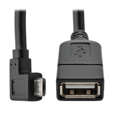 Tripp Lite U052-06N-RA Micro USB to USB OTG Host Adapter Cable, Right-Angle 5-Pin USB Micro-B to A (M/F), 6-in. (15.24 cm)