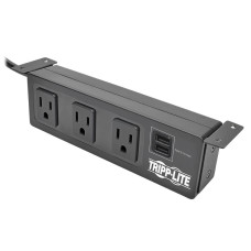 Tripp Lite Protect It! 3-Outlet Surge Protector with Mounting Brackets, 10 ft. Cord, 510 Joules, 2 USB Charging Ports, Black Housing