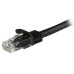 StarTech.com 1ft CAT6 Ethernet Cable - Black CAT 6 Gigabit Ethernet Wire -650MHz 100W PoE RJ45 UTP Network/Patch Cord Snagless w/Strain Relief Fluke Tested/Wiring is UL Certified/TIA