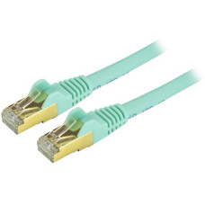 StarTech.com 15ft CAT6a Ethernet Cable - 10 Gigabit Shielded Snagless RJ45 100W PoE Patch Cord - 10GbE STP Network Cable w/Strain Relief - Aqua Fluke Tested/Wiring is UL Certified/TIA