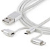 StarTech.com 1 m (3 f.t) USB Multi Charging Cable - USB to Micro-USB or USB-C or Lightning for iPhone / iPad / iPod / Android - Apple MFi Certified - 3 in 1 USB Charger - Braided