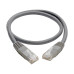 Tripp Lite N200-002-GY Cat6 Gigabit Molded (UTP) Ethernet Cable (RJ45 M/M), PoE, Gray, 2 ft. (0.61 m)