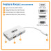 Tripp Lite U444-06N-HDV4K USB-C Multiport Adapter (M/3xF) - 4K HDMI, DVI, VGA, HDCP, White