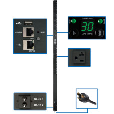 Tripp Lite 2.9kW Single-Phase Monitored PDU with LX Platform Interface, 120V Outlets (24 5-15/20R), L5-30P Plug, 0U Vertical, TAA
