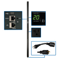 Tripp Lite 1.9kW Single-Phase Switched PDU with LX Platform Interface, 120V Outlets (24 5-15/20R), 10 ft. Cord w/L5-20P, 0U, TAA