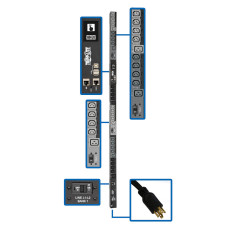 Tripp Lite 10kW 3-Phase Switched PDU, LX Interface, 200/208/240V Outlets (24 C13/6 C19), LCD, NEMA L21-30P, 1.8m/6 ft. Cord, 0U 1.8m/70 in. Height, TAA