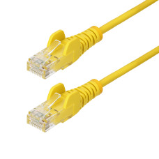 StarTech.com 15ft Yellow Slim CAT6 Ethernet Cable, Snagless, 100W PoE, UTP, LSZH, 28AWG Pure Bare Copper Wire, Slim RJ45 Network Patch Cord w/Strain Reliefs, Fluke Tested