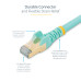 StarTech.com 6ft CAT6a Ethernet Cable - 10 Gigabit Shielded Snagless RJ45 100W PoE Patch Cord - 10GbE STP Network Cable w/Strain Relief - Aqua Fluke Tested/Wiring is UL Certified/TIA