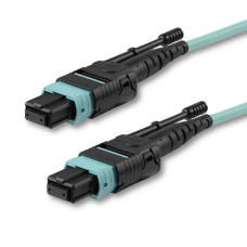 StarTech.com 1m (3ft) MTP(F)/PC to MTP(F)/PC OM3 Multimode Fiber Optic Cable, 12F Type-A, OFNP Plenum, 50/125µm LOMMF, 40G Networks, Low Insertion Loss, MPO Fiber Patch Cord