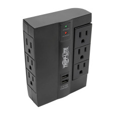Tripp Lite Protect It! 6-Outlet Surge Protector with 3 Rotatable Outlets – Direct Plug-In, 1080 Joules, 2 USB Ports