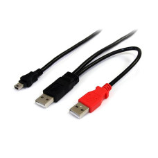 StarTech.com 1 ft USB Y Cable for External Hard Drive - USB A to mini B