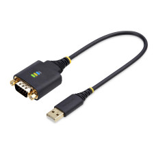 StarTech.com 1ft (30cm) USB to Serial Adapter Cable, COM Retention, Interchangeable Nuts/Screws, USB-A to DB9 RS232, FTDI IC, ESD Protection, Windows/macOS/Linux