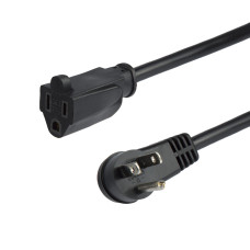 StarTech.com 3ft (1m) Power Extension Cord, Right Angle NEMA 5-15P to NEMA 5-15R, 13A 125V, 16AWG, Black Computer Power Extension Cord, Flat Extension Cord, AC Outlet Extension Cable, UL Listed