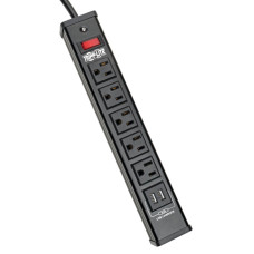 Tripp Lite 5-Outlet Surge Protector with 2 USB Ports (3.4A Shared) - 6 ft. Cord, 450 Joules, Metal Housing