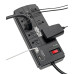 Tripp Lite 8-Outlet Surge Protector with 2 USB Ports (2.1A Shared) - 8 ft. Cord, 1200 Joules, Tel/Modem, Black