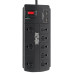 Tripp Lite 8-Outlet Surge Protector with 2 USB Ports (2.1A Shared) - 8 ft. Cord, 1200 Joules, Black
