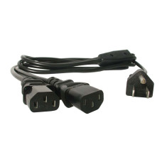 StarTech.com 6ft (2m) Computer Power Cord Y Splitter, NEMA 5-15P to 2x C13, 10A 125V, 18AWG, Black AC Power Splitter Cord, PC Power Supply Cable, Dual Monitor Power Cable - UL Listed