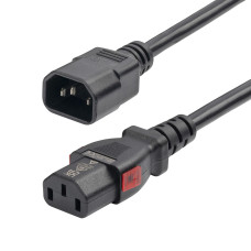 StarTech.com 4ft (1.2m) Power Extension Cord, PDU Style IEC 60320 C14 to Locking IEC 60320 C13, PDU Power Cord, 10A 250V, 18AWG, Power Extension Cable - UL Listed Components