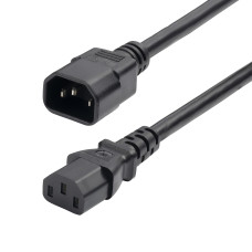 StarTech.com 6ft (1.8m) Power Extension Cord, IEC 60320 C14 to IEC 60320 C13 PDU Power Cord, 13A 250V, 16AWG, Black Extension Cable, AC Power Cable for PDU/Power Supply - UL Listed Components