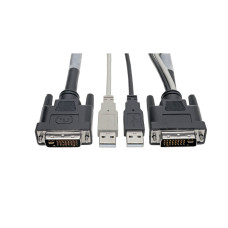 Tripp Lite DVI to USB-A Dual KVM Cable Kit - (2x Male/2x Male), 1920 x 1200 (1080p) @ 60 Hz, 3.05 m