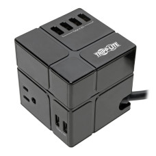 Tripp Lite Protect It! 3-Outlet Power Cube Surge Protector - 6 USB-A Ports (7.2A Shared), 6 ft. Cord, 540 Joules, Black