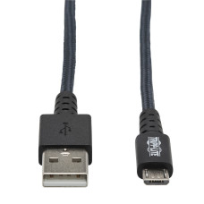 Tripp Lite U050-003-GY-MAX Heavy-Duty USB 2.0 USB-A to Micro-B Cable - M/M, UHMWPE and Aramid Fibers, Gray, 3 ft. (0.91 m)