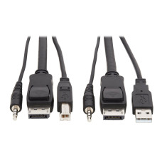 Tripp Lite DisplayPort KVM Cable Kit, 3 in 1 - 4K DisplayPort, USB, 3.5 mm Audio (3xM/3xM), 4:4:4, 3.05 m, Black