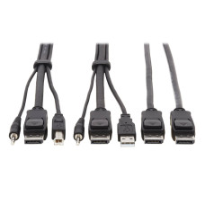 Tripp Lite Dual DisplayPort KVM Cable Kit - DP, USB, 3.5 mm Audio (3xM/3xM) + DP (M/M), 4K, 4:4:4, 10 ft. (3.05 m), Black