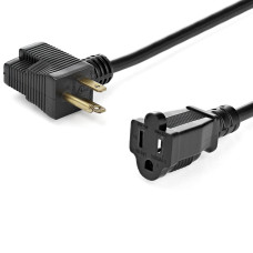 StarTech.com 1ft (30cm) Short Extension Cord, NEMA 5-15P/R to NEMA 5-15R, 13A 125V, 16AWG, Black, Outlet Saver Power Extension Cord with Extra Passthrough Outlet, AC Extension Cable, UL Listed