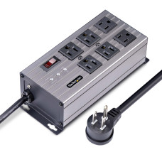 StarTech.com 6-Outlet Industrial Power Strip 125V/15A, EMI/RFI Isolation, Surge Protection, Mountable PDU, Attached 8ft/2.4m Power Cord, NEMA 5-15P/R, UL Listed