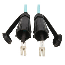 Tripp Lite N820-01M-IND 10Gb Rigid Industrial Duplex Multimode 50/125 OM3 Fiber Patch Cable (LC/LC) - IP68, Aqua, 1 m (3 ft.)
