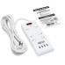 Tripp Lite 6-Outlet Surge Protector with 4 USB Ports (4.2A Shared) - 15 ft. (4.57 m) Cord, 5-15P Plug, 900 Joules, White