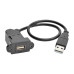 Tripp Lite USB 2.0 Hi-Speed All-in-One Keystone/Panel Mount Extension Cable (M/F), Angled Connector, 0.31 m (1-ft.)